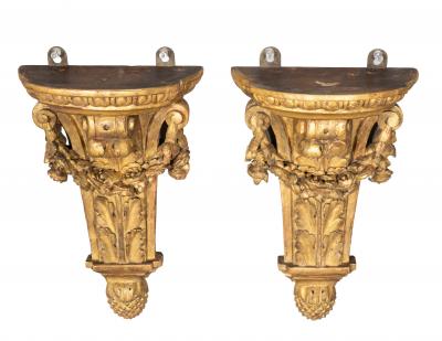 Pair Of Louis XVI Giltwood Wall Brackets