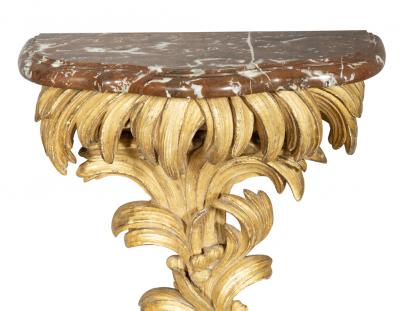 Pair Of Louis XVI Giltwood and Marble Wall Brackets