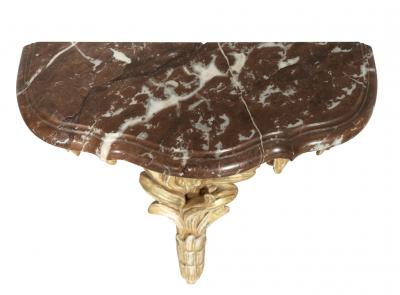 Pair Of Louis XVI Giltwood and Marble Wall Brackets