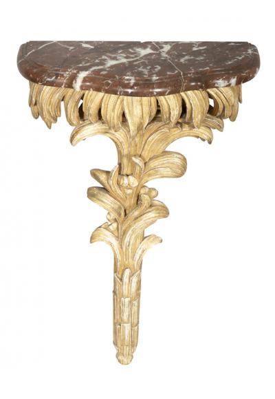 Pair Of Louis XVI Giltwood and Marble Wall Brackets