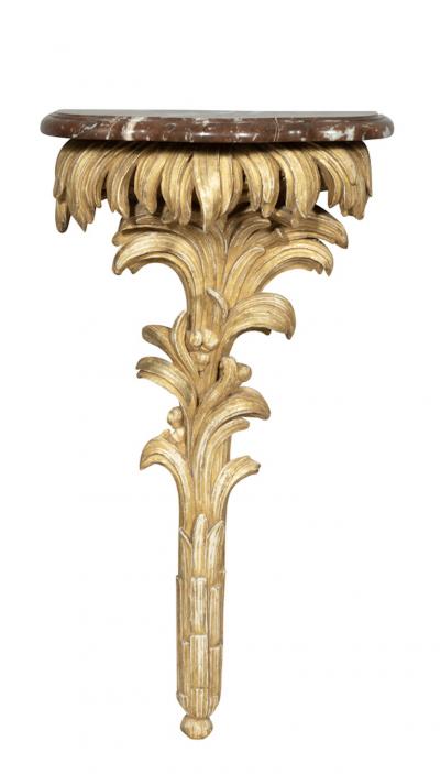 Pair Of Louis XVI Giltwood and Marble Wall Brackets