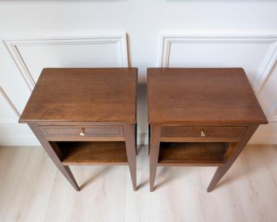 Pair Of Louis XVI Style Bedside Tables In Walnut