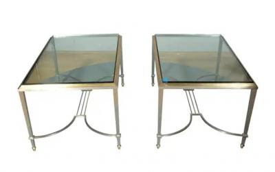 Pair Of Maison Jansen Chrome And Brass End Tables