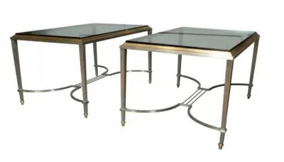 Pair Of Maison Jansen Chrome And Brass End Tables