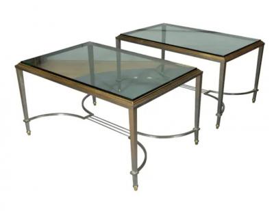 Pair Of Maison Jansen Chrome And Brass End Tables