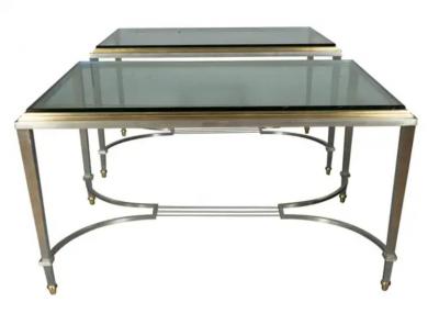 Pair Of Maison Jansen Chrome And Brass End Tables