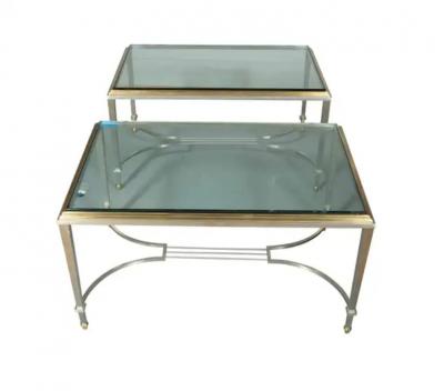 Pair Of Maison Jansen Chrome And Brass End Tables