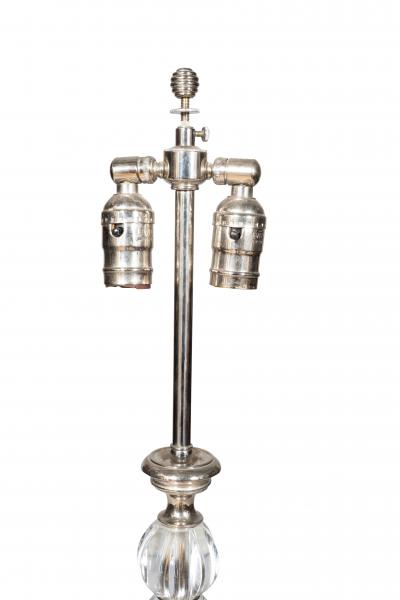 Pair Of Mid Century Glass And Chrome Table Lamps