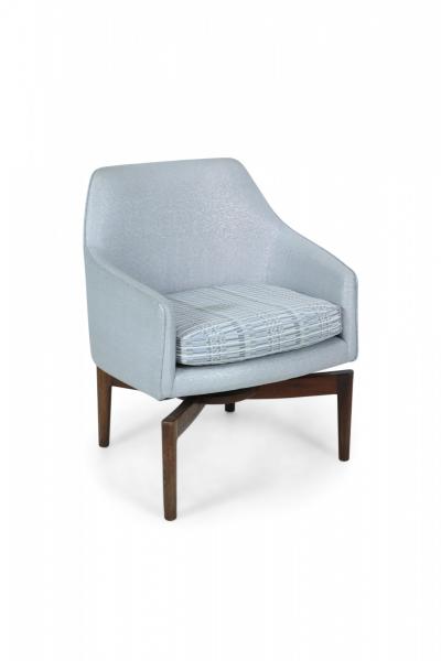Pair Of Mid Century Silver Metallic Swivel Armchairs