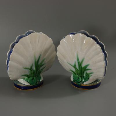 Pair Of Minton Majolica Dove Flower Holders