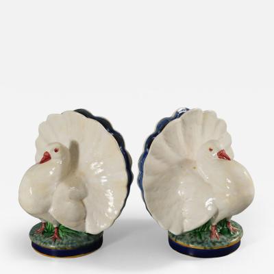 Pair Of Minton Majolica Dove Flower Holders