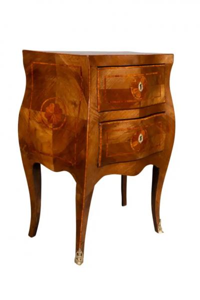 Pair Of Neapolitan Style Walnut Bedside Commodinis