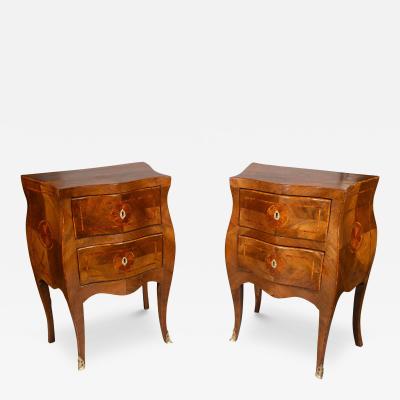 Pair Of Neapolitan Style Walnut Bedside Commodinis