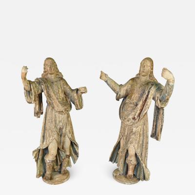 Pair Of Outstanding 17th Century Italian Polychromed Statues