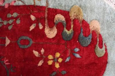 Pair Of Oval Shape Antique Art Deco Chinese Rugs 2 x 4 Each