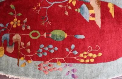 Pair Of Oval Shape Antique Art Deco Chinese Rugs 2 x 4 Each