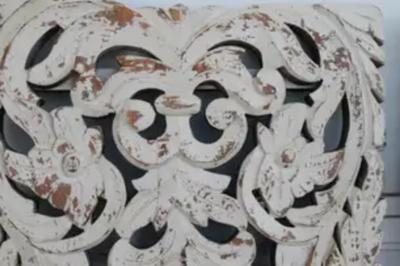 Pair Of Painted Open Pierced Carved Panels