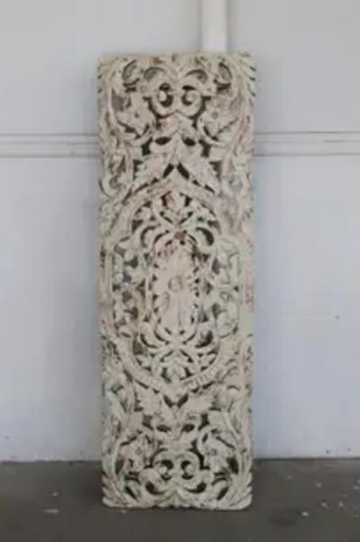 Pair Of Painted Open Pierced Carved Panels