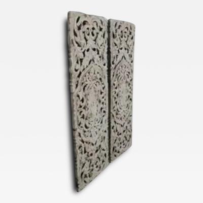 Pair Of Painted Open Pierced Carved Panels