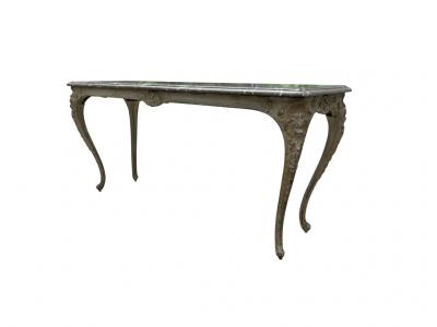 Pair Of Regence Style Cast Iron Marble Top Tables
