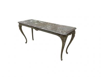 Pair Of Regence Style Cast Iron Marble Top Tables