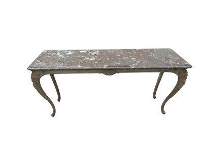 Pair Of Regence Style Cast Iron Marble Top Tables