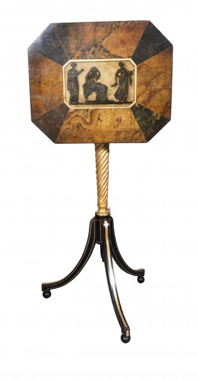 Pair Of Regency Ebonized And Giltwood Candlestands