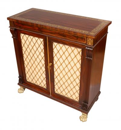 Pair Of Regency Mahogany And Brass Inlaid Credenzas From Westport House Ireland