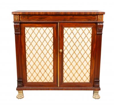 Pair Of Regency Mahogany And Brass Inlaid Credenzas From Westport House Ireland