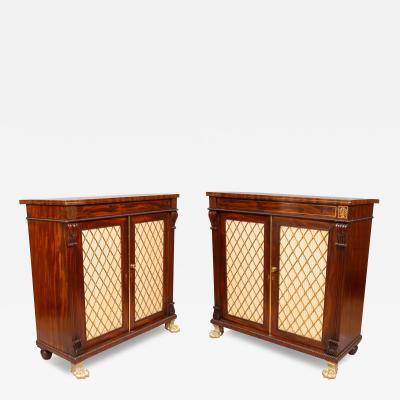 Pair Of Regency Mahogany And Brass Inlaid Credenzas From Westport House Ireland