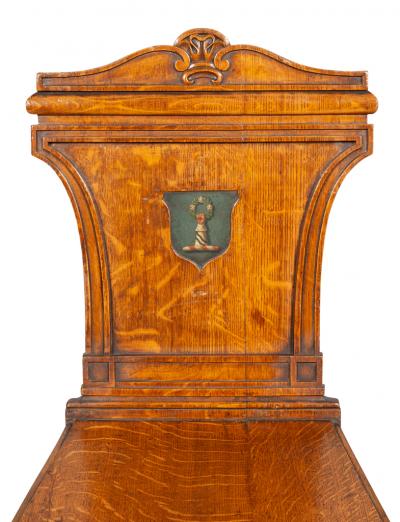 Pair Of Regency Oak Hall Chairs