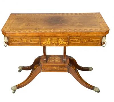Pair Of Regency Rosewood And Boxwood Inlaid Games Tables