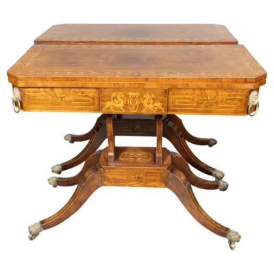Pair Of Regency Rosewood And Boxwood Inlaid Games Tables