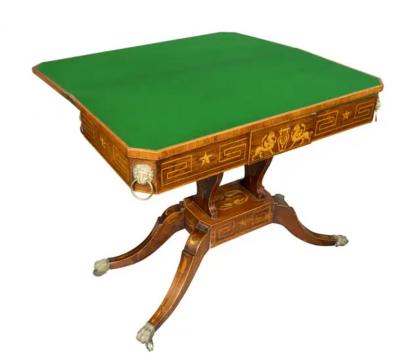 Pair Of Regency Rosewood And Boxwood Inlaid Games Tables