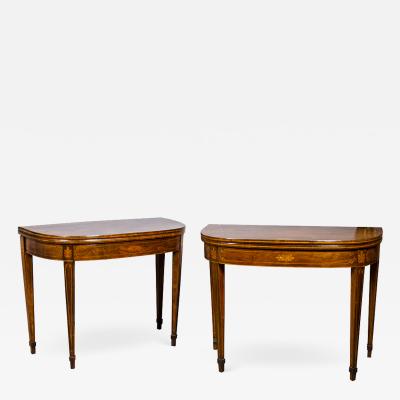 Pair Of Regency Rosewood And Satinwood Games Tables