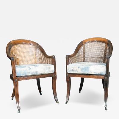 Pair Of Regency Rosewood Caned Armchairs