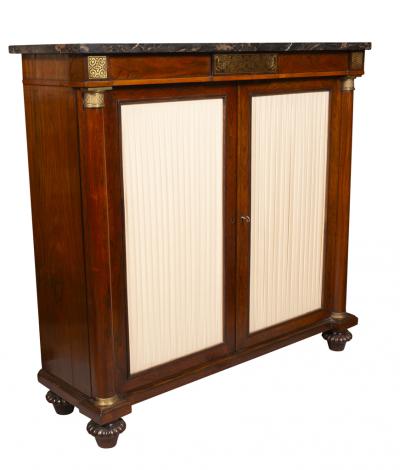 Pair Of Regency Rosewood and Brass Inlaid Cabinets