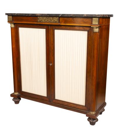 Pair Of Regency Rosewood and Brass Inlaid Cabinets