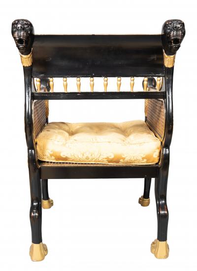 Pair Of Regency Style Ebonized And Parcel Gilt Armchairs