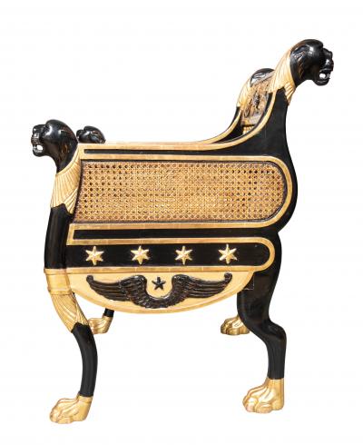 Pair Of Regency Style Ebonized And Parcel Gilt Armchairs