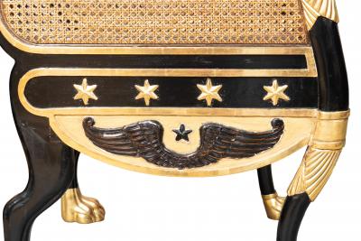 Pair Of Regency Style Ebonized And Parcel Gilt Armchairs