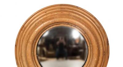 Pair Of Regency Style Pine Convex Mirrors