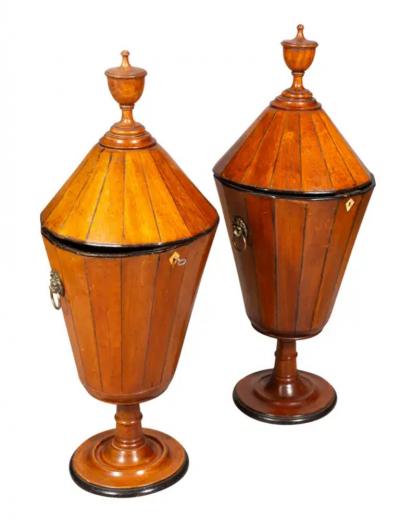 Pair Of Regency Urn Form Oak Wine Coolers