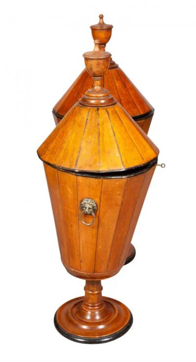 Pair Of Regency Urn Form Oak Wine Coolers