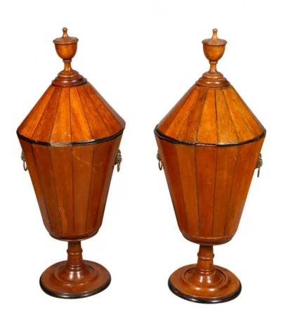Pair Of Regency Urn Form Oak Wine Coolers