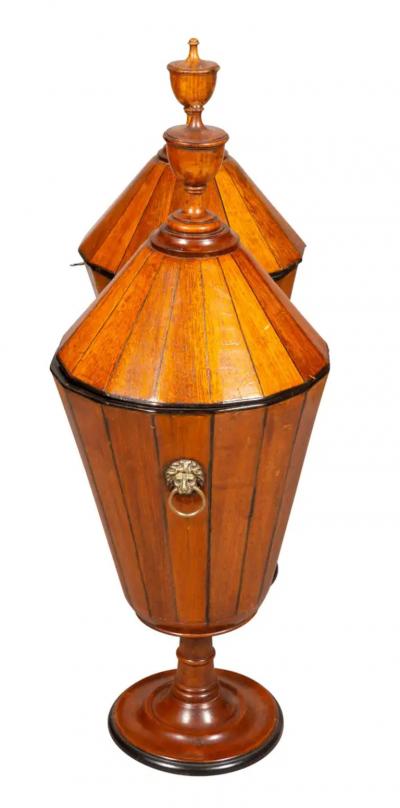 Pair Of Regency Urn Form Oak Wine Coolers