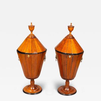 Pair Of Regency Urn Form Oak Wine Coolers