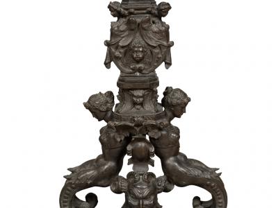 Pair Of Renaissance Revival Bronze Andirons