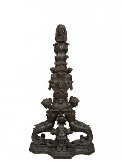 Pair Of Renaissance Revival Bronze Andirons