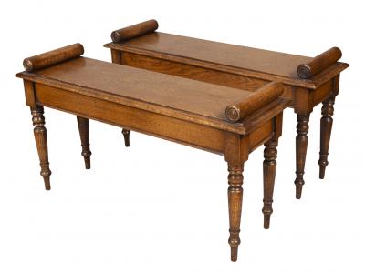 Pair Of Schoolbred Style Oak Benches